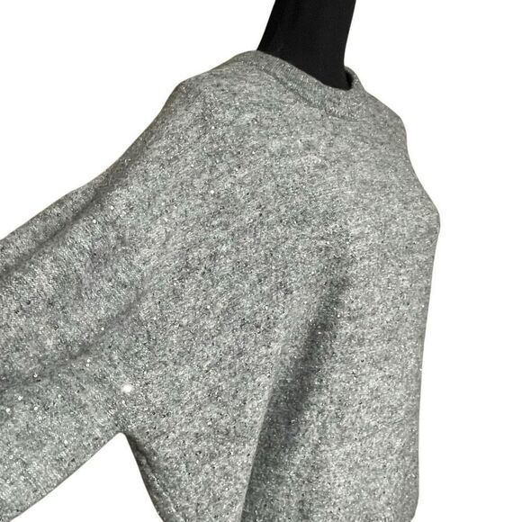 H&M Gray Melange and Sequin Embellished Crew Sweater - Picture 4 of 9